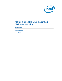 Mobile Intel® 965 Express Chipset Family