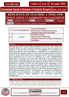 International Journal of Informative & Futuristic Research ISSN: 2347-1697