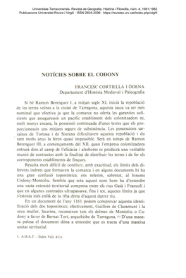 Notícies Sobre El Codony