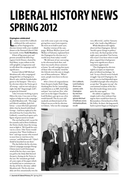 Liberal History News Spring 2012