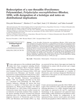 Polydactylus Macrophthalmus (Bleeker, 1858), with Designation of a Lectotype and Notes on Distributional Implications