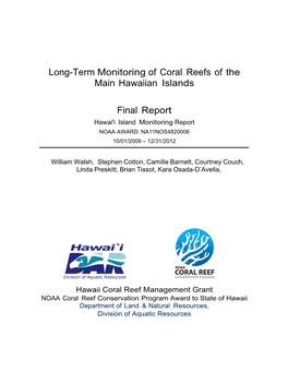 Long-Term Monitoring of Coral Reefs of the Main Hawaiian Islands Final