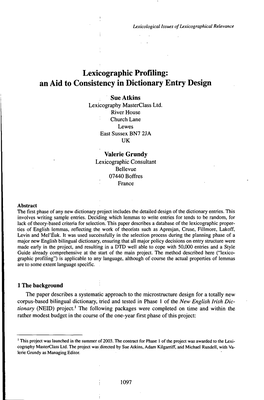 An Aid to Consistency in Dictionary Entry Design