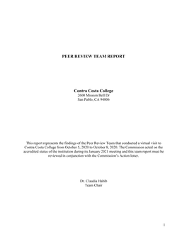 PEER REVIEW TEAM REPORT Contra Costa College