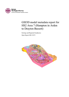 GSI3D Model Metadata Report for HS2 Area 7 (Hampton in Arden to Drayton Bassett)