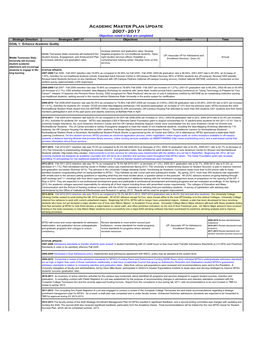 Academic Master Plan Update 2007