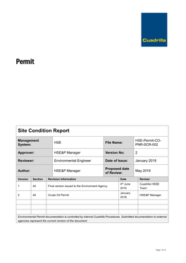 HSE-Permit-CO-PNR-SCR-002 Site Condition