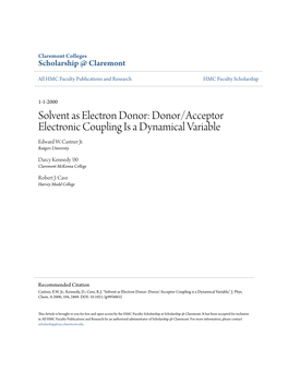 Donor/Acceptor Electronic Coupling Is a Dynamical Variable Edward W