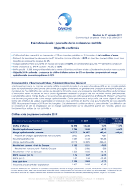 Poursuite De La Croissance Rentable Objectifs Confirmés