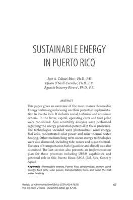 Sustainable Energy in Puerto Rico