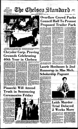 Overflow Crowd Packs Council Hall to Protest Osed Trailer Park Chrysler Corp. Proving Gronnds^Elefepating 40Th Year in Chelsea L