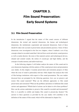 CHAPTER 3. Film Sound Preservation: Early Sound Systems