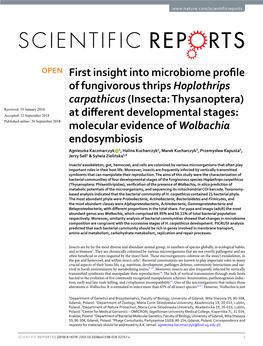 First Insight Into Microbiome Profile of Fungivorous Thrips Hoplothrips Carpathicus (Insecta: Thysanoptera) at Different Develop