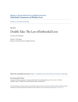 The Law of Embezzled Lives Lawrence M