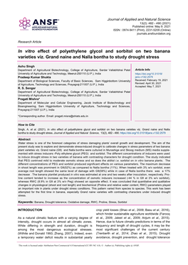 In Vitro Effect of Polyethylene Glycol and Sorbitol on Two Banana Varieties Viz