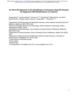 An All-To-All Approach to the Identification of Sequence-Specific Readers for Epigenetic DNA Modifications on Cytosine