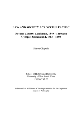Law and Society Across the Pacific: Nevada County, California 1849