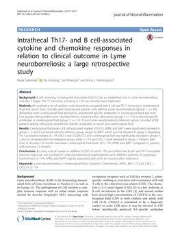 And B Cell-Associated Cytokine And