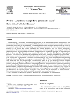 Protists – a Textbook Example for a Paraphyletic Taxon