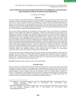 City of Renton Seaplane Base Maintenance Dredging, Challenges Beyond the Scope of Maintenance Dredging