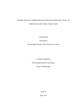 Production of Carbohydrases for Developing Soy Meal As