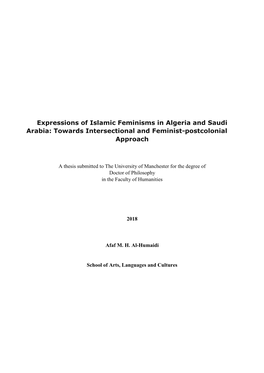 Expressions of Islamic Feminisms in Algeria and Saudi Arabia: Towards Intersectional and Feminist-Postcolonial Approach