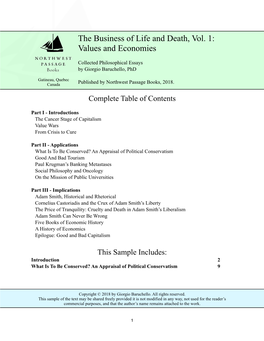 The Business of Life and Death, Vol. 1: Values and Economies