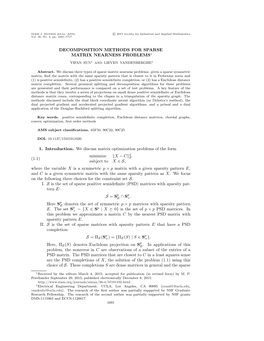 Decomposition Methods for Sparse Matrix Nearness Problems∗