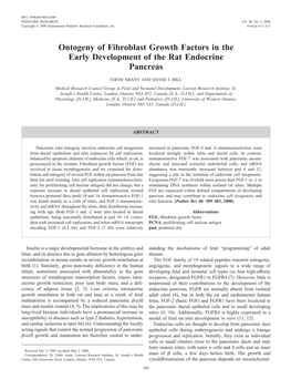 Ontogeny of Fibroblast Growth Factors in the Early Development of the Rat Endocrine Pancreas