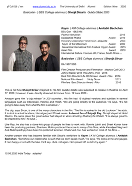 Wn Basicolan (SBS Alumnus) Shoojit Sircar 2020