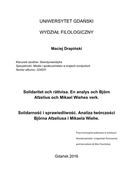 Uniwersytet Gdański Wydział Filologiczny