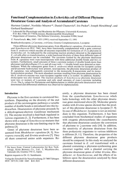 Functional Complementation in Escherichia Coli of Different