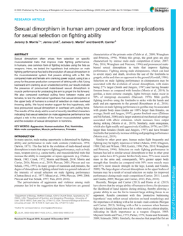 Sexual Dimorphism in Human Arm Power and Force: Implications for Sexual Selection on Fighting Ability Jeremy S