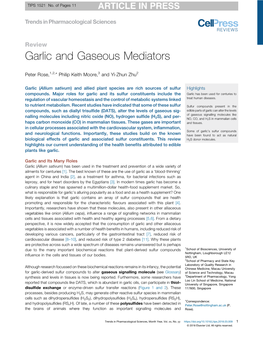 Garlic and Gaseous Mediators