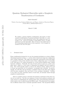 Quantum Mechanical Observables Under a Symplectic Transformation