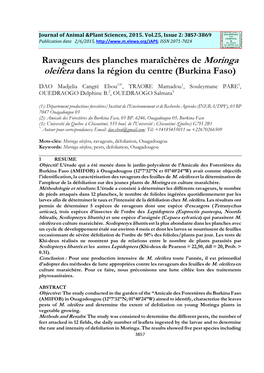Ravageurs Des Planches Maraîchères De Moringa Oleifera Dans La Région Du Centre (Burkina Faso)