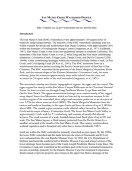 San Mateo Creek Watershed Profile
