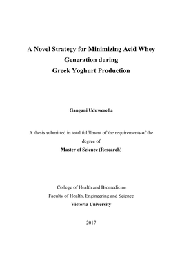 A Novel Strategy for Minimizing Acid Whey Generation During Greek Yoghurt Production