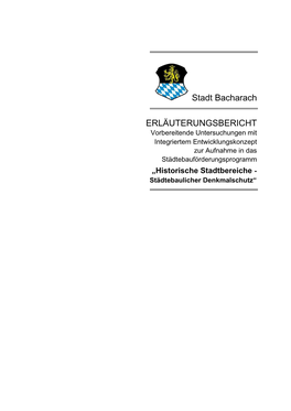 Stadt Bacharach ERLÄUTERUNGSBERICHT