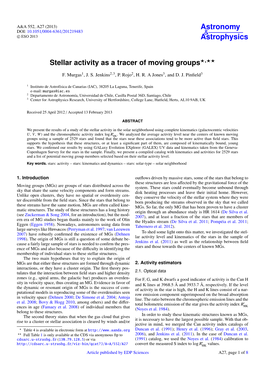 Stellar Activity As a Tracer of Moving Groups⋆⋆⋆