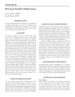 Peroneal Tendon Subluxation