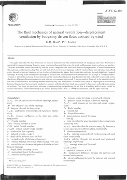 The Fluid Mechanics of Natural Ventilation-Displacement Ventilation by Buoyancy-Driven Flows Assisted by Wind G.R