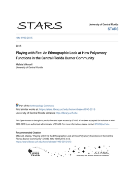 Playing with Fire: an Ethnographic Look at How Polyamory Functions in the Central Florida Burner Community