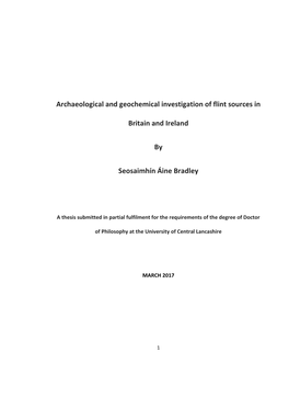 Archaeological and Geochemical Investigation of Flint Sources In