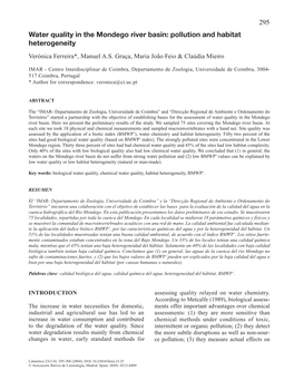 Water Quality in the Mondego River Basin: Pollution and Habitat Heterogeneity