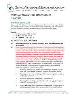 Virtual Town Hall on Covid-19 3/26/2020