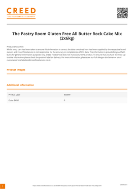 The Pastry Room Gluten Free All Butter Rock Cake Mix (2X6kg)