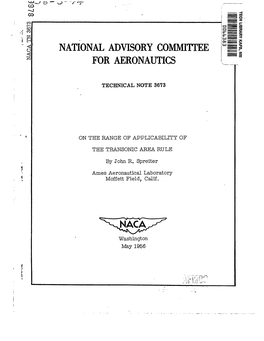 ON the RANGE of APPLICABILITY of the TRANSONIC AREA RULE by John R. Spreiter Ames Aeronautical Laboratory Moffett Field, Calif