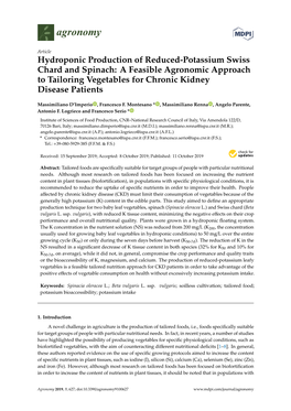 Hydroponic Production of Reduced-Potassium Swiss Chard and Spinach: a Feasible Agronomic Approach to Tailoring Vegetables for Chronic Kidney Disease Patients