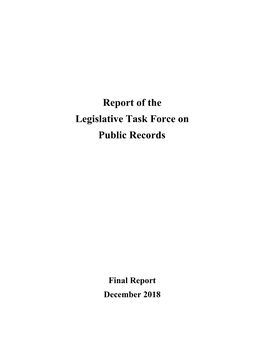 Report of the Legislative Task Force on Public Records